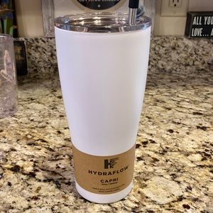 NEW HydraFlow 30oz Capri Stainless Tumbler w Straw White